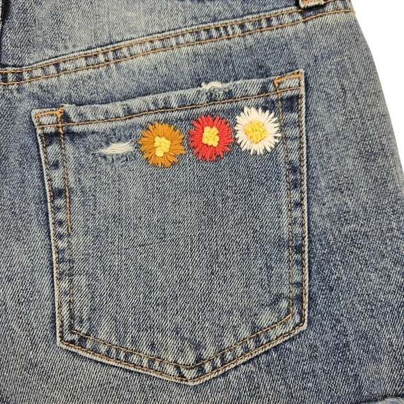 Hand Embroidered Aeropostale Cheeky Denim Shorts Distressed Lace Boho Floral - Picture 5 of 8